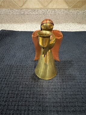 Brass Copper Angel Candlestick Holder Holiday Vintage Christmas Décor
